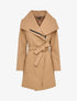 Manteau mi-long à zip et large col - Camel - 1