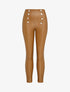 Pantalon en simili à détail boutons - Camel - 1