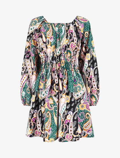 Robe patineuse à imprimé cachemire - Noir - 1