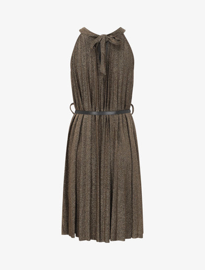 Robe plissée irisée à col américain - Doré - 2