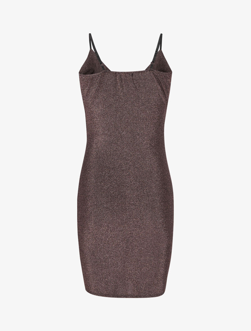Robe irisée et drapée à fines bretelles - Rose - 2