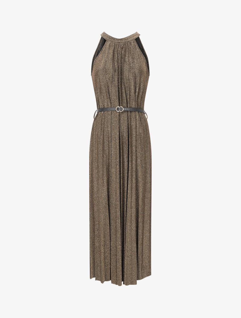 Robe longue plissée et irisée - Doré - 4
