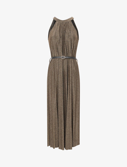 Robe longue plissée et irisée - Doré - 4
