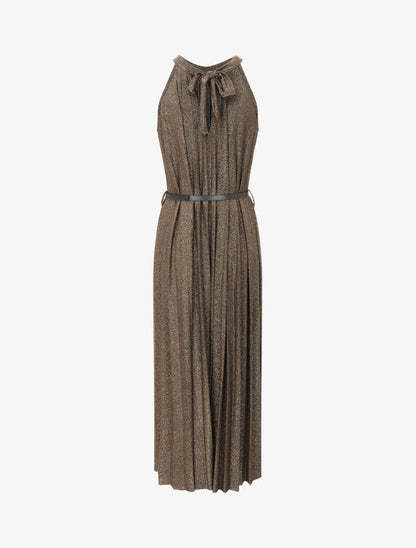 Robe longue plissée et irisée - Doré - 2