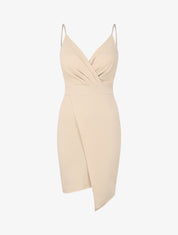Robe cache-coeur asymétrique à fines bretelles - Beige - 1