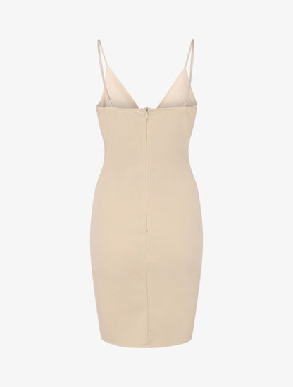 Robe cache-coeur asymétrique à fines bretelles - Beige - 2