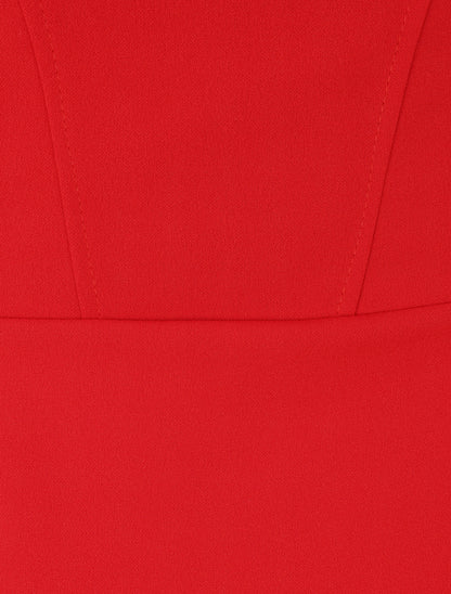 Robe à col bardot et manches en tulle - Rouge - 3