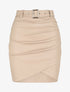 Mini-jupe drapée en simili style portefeuille - Beige - 4