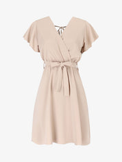 Robe cintrée à épaules volantées - Beige - 1