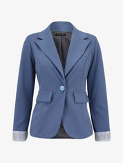 Blazer à revers imprimé rayures - Bleu charrette - 1