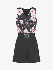 Combishort à buste imprimé floral - Noir/rose - 3