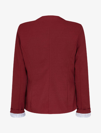 Blazer à revers imprimé rayé - Bordeaux - 3