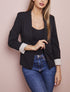 Blazer à revers imprimé graphique - Noir - 1