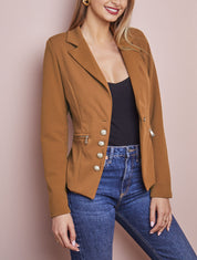 Blazer officier à boutons décoratifs - Camel - 5