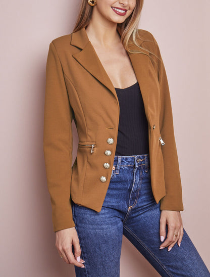 Blazer officier à boutons décoratifs - Camel - 5