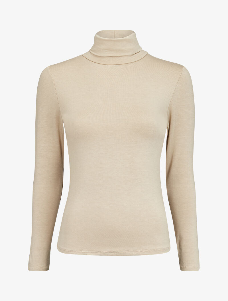 Top basique à col roulé stretch - Beige - 2