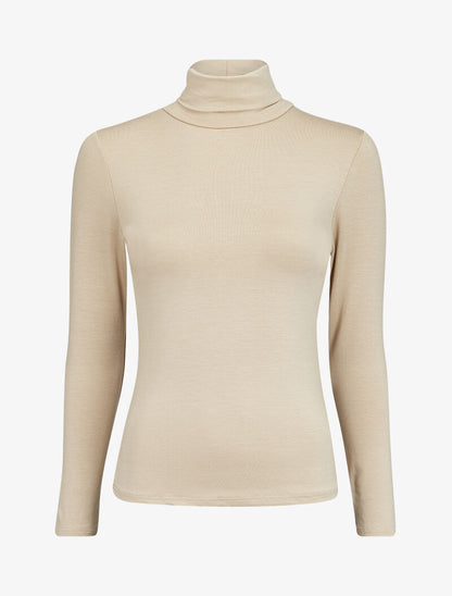 Top basique à col roulé stretch - Beige - 2