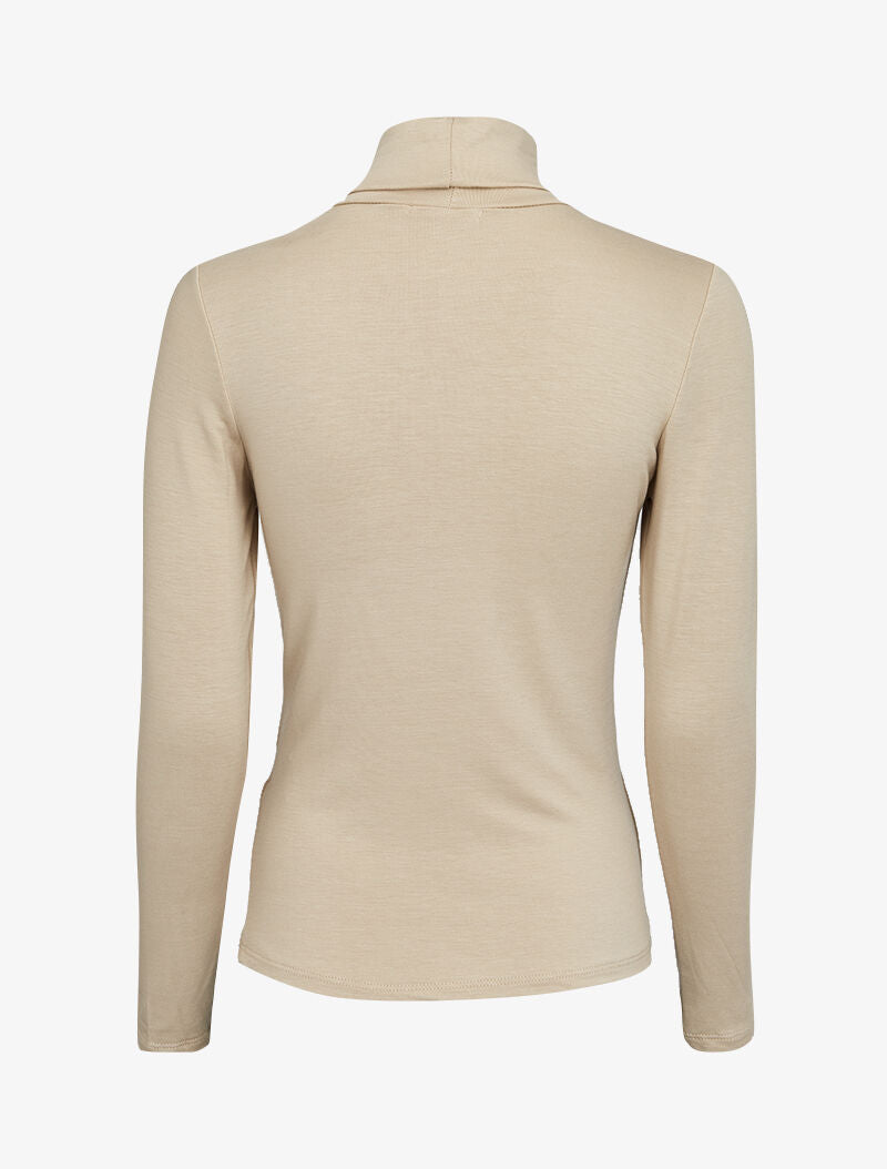 Top basique à col roulé stretch - Beige - 3