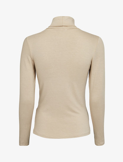Top basique à col roulé stretch - Beige - 3