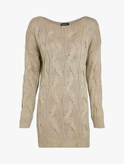 Tunique en maille torsadée - Taupe - 1