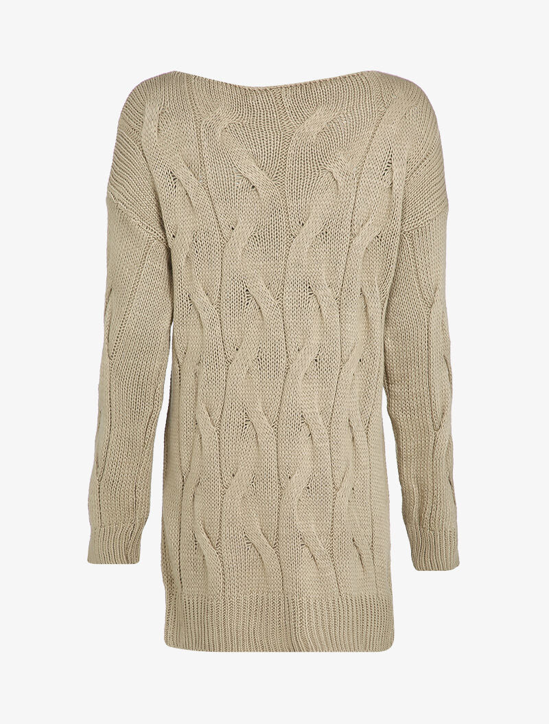 Tunique en maille torsadée - Taupe - 2