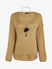 Pull oversize à dos long - Beige - 1