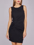 Robe unie mi-longue froncée - Noir - 4