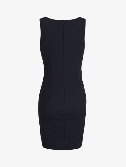 Robe unie mi-longue froncée - Noir - 2