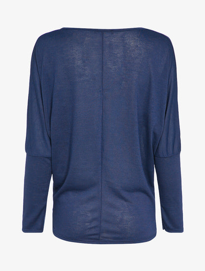 Top manches dolman à motifs plumes - Marine - 3