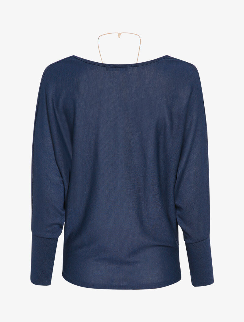 Pull chauve-souris uni - Bleu marine - 2