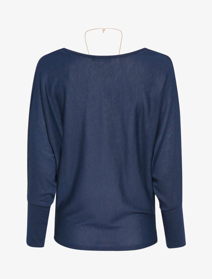 Pull chauve-souris uni - Bleu marine - 2