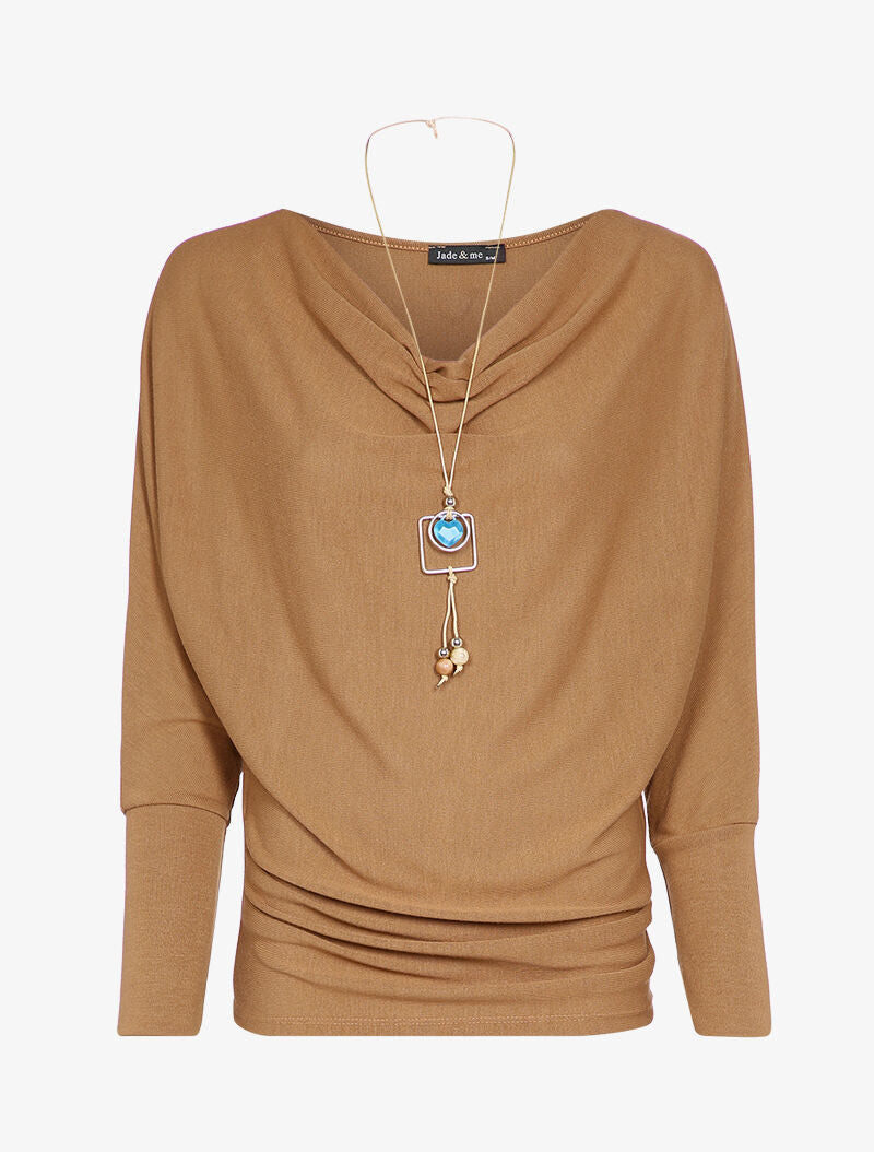 Pull chauve-souris uni - Camel - 2