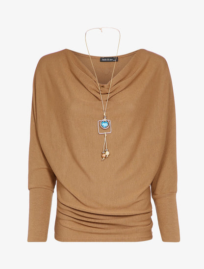 Pull chauve-souris uni - Camel - 2