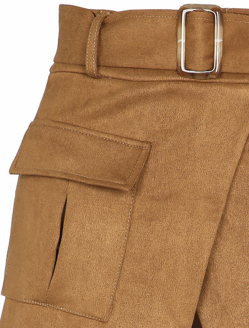 Short style jupe portefeuille en suédine - Camel - 3