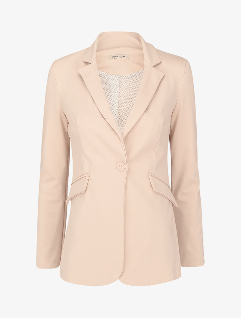 Blazer ajusté à un bouton - Beige - 4