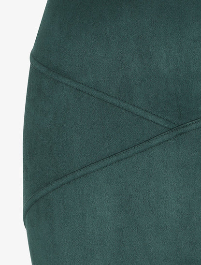Jupe en suédine à bords asymétriques et coutures contrastantes - Vert sapin - 3