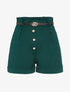 Short taille haute à boutons stylisés - Vert foncé - 1