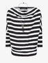 Pull marinière à col bénitier - Noir - 4