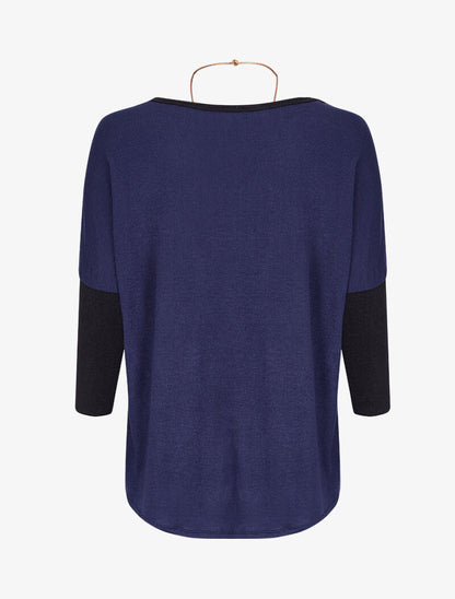 Pull dolman oversize avec sautoir - Marine - 2