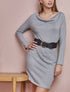 Robe pull droite à encolure bénitier - Gris chiné - 5