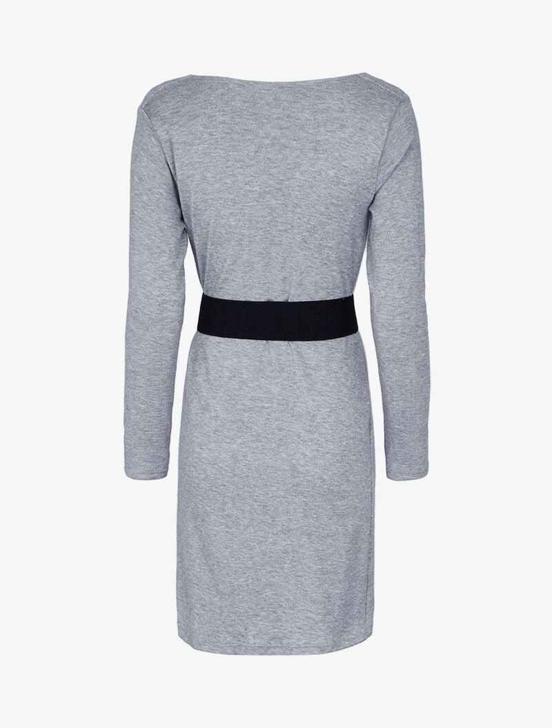 Robe pull droite à encolure bénitier - Gris chiné - 3