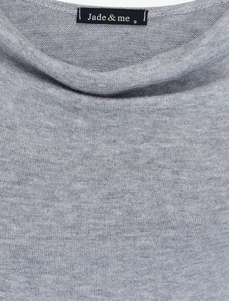 Robe pull droite à encolure bénitier - Gris chiné - 4