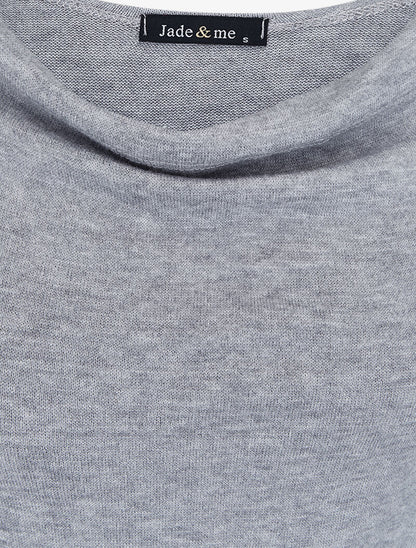 Robe pull droite à encolure bénitier - Gris chiné - 4