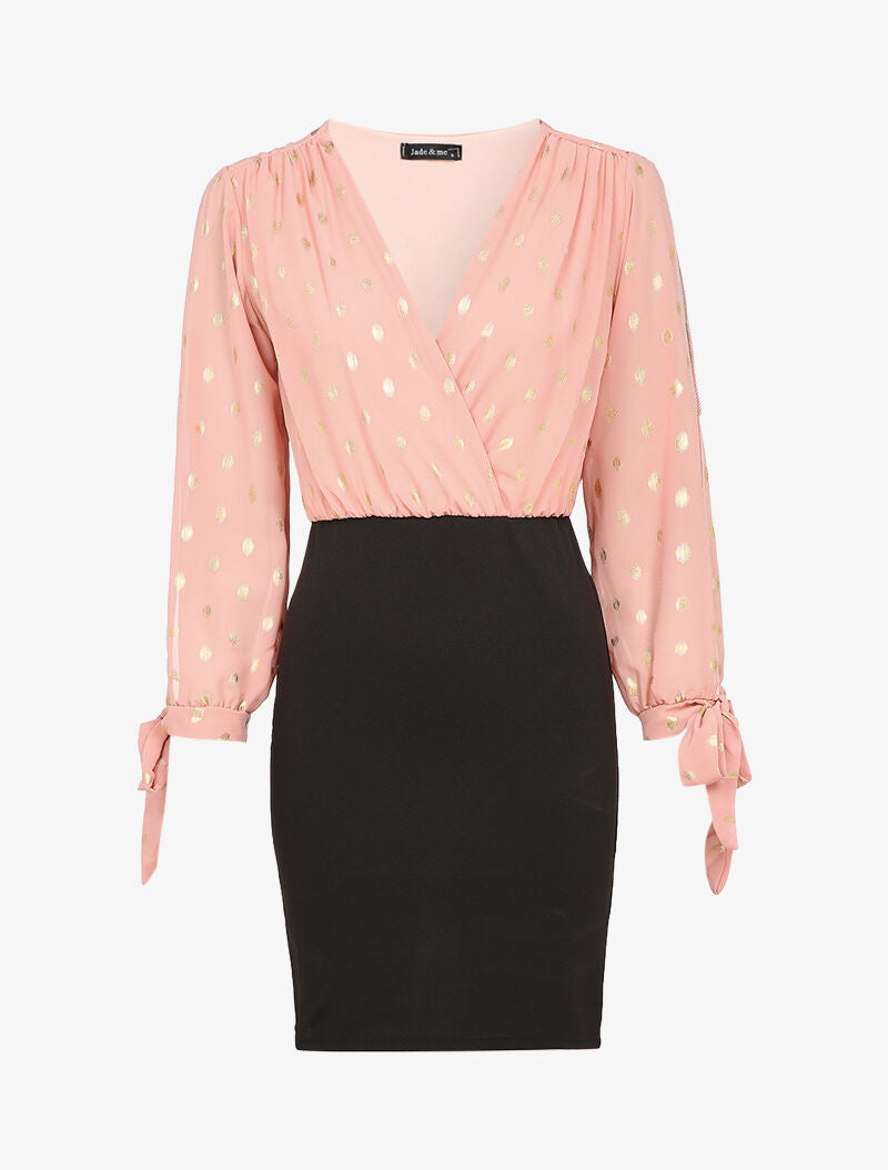 Robe cache coeur à manches dénudées - Rose/noir - 1