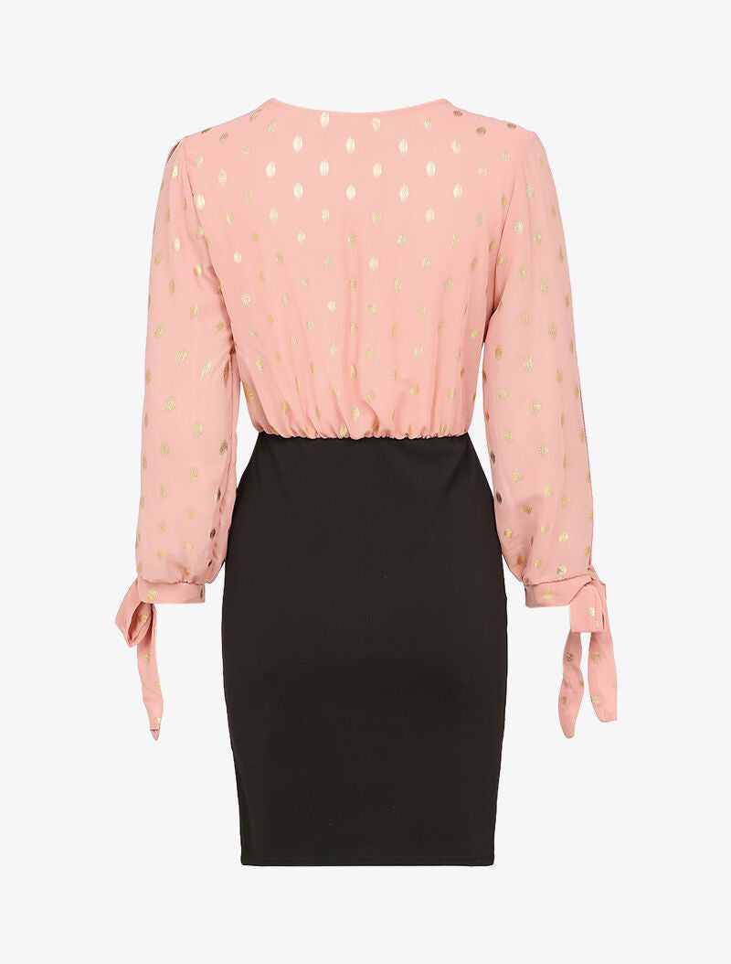 Robe cache coeur à manches dénudées - Rose/noir - 2
