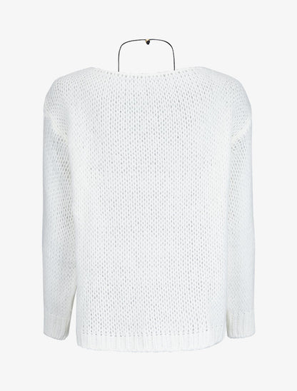 Pull oversize en maille tressée - Blanc - 3