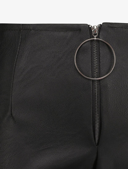 Pantalon en simili à grand anneau - Noir - 3