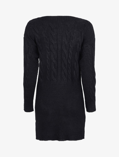 Robe pull à maille torsadée - Noir - 2