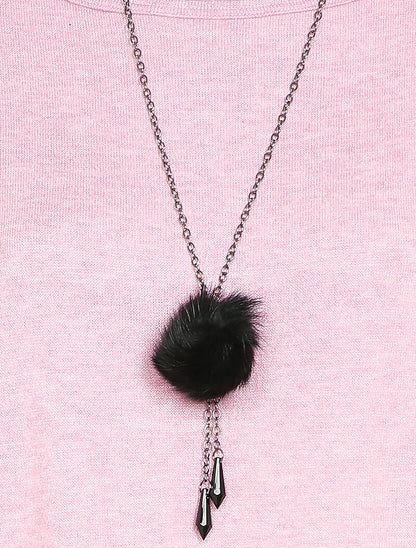Pull chauve-souris avec sautoir - Rose - 3