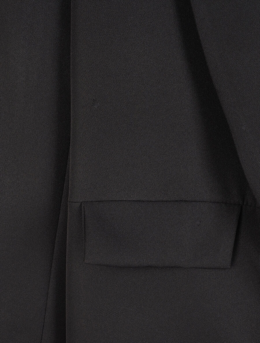 Blazer à col tailleur et poches décoratives - Noir - 3